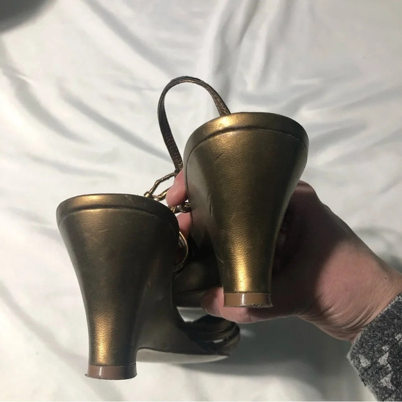 Franco Sarto Bronze Strappy Sandals with 2" Heel - Picture 4 of 13